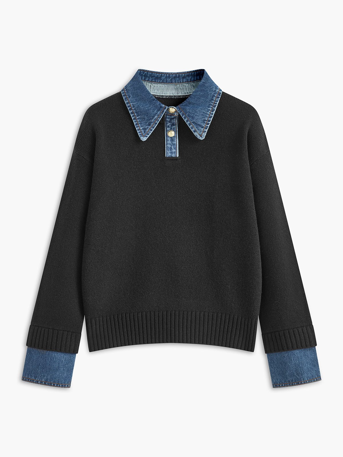 Damski Sweter z Kołnierzem i Guzikami | Stylowy Sweter Damski