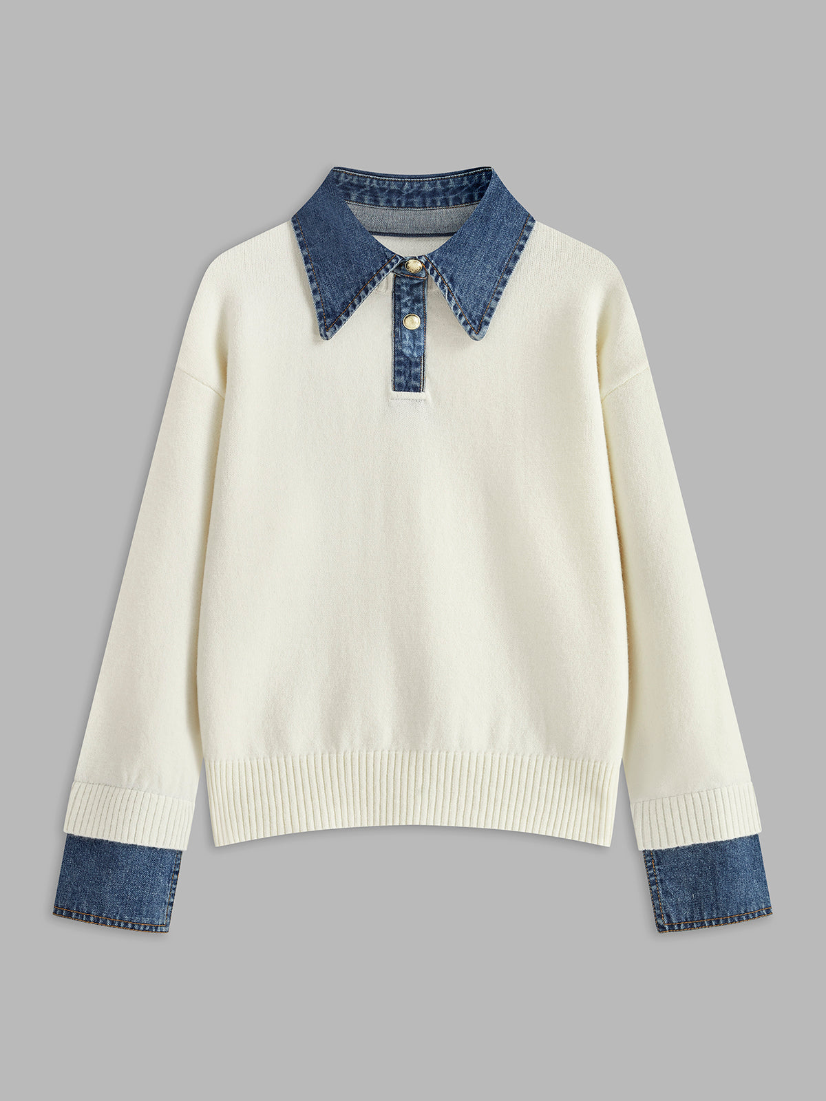 Damski Sweter z Kołnierzem i Guzikami | Stylowy Sweter Damski
