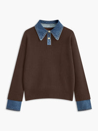 Damski Sweter z Kołnierzem i Guzikami | Stylowy Sweter Damski