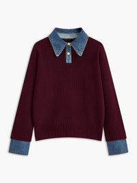 Damski Sweter z Kołnierzem i Guzikami | Stylowy Sweter Damski