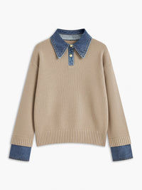 Damski Sweter z Kołnierzem i Guzikami | Stylowy Sweter Damski
