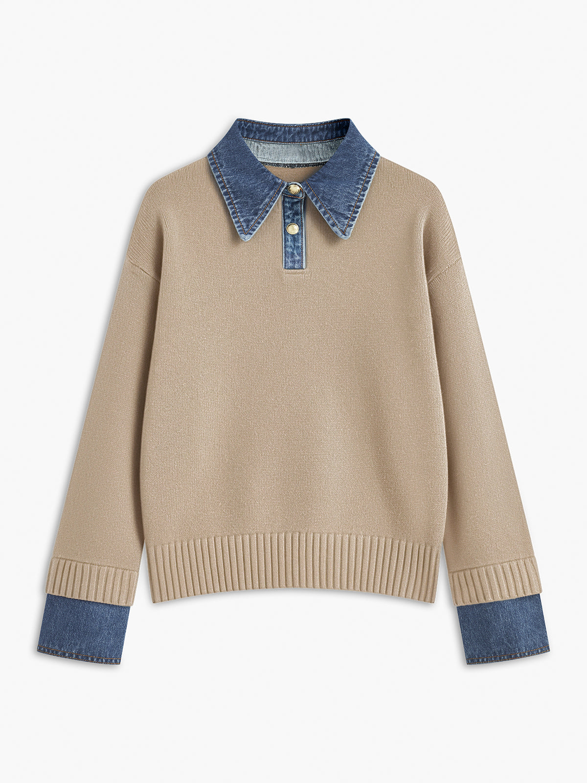 Damski Sweter z Kołnierzem i Guzikami | Stylowy Sweter Damski