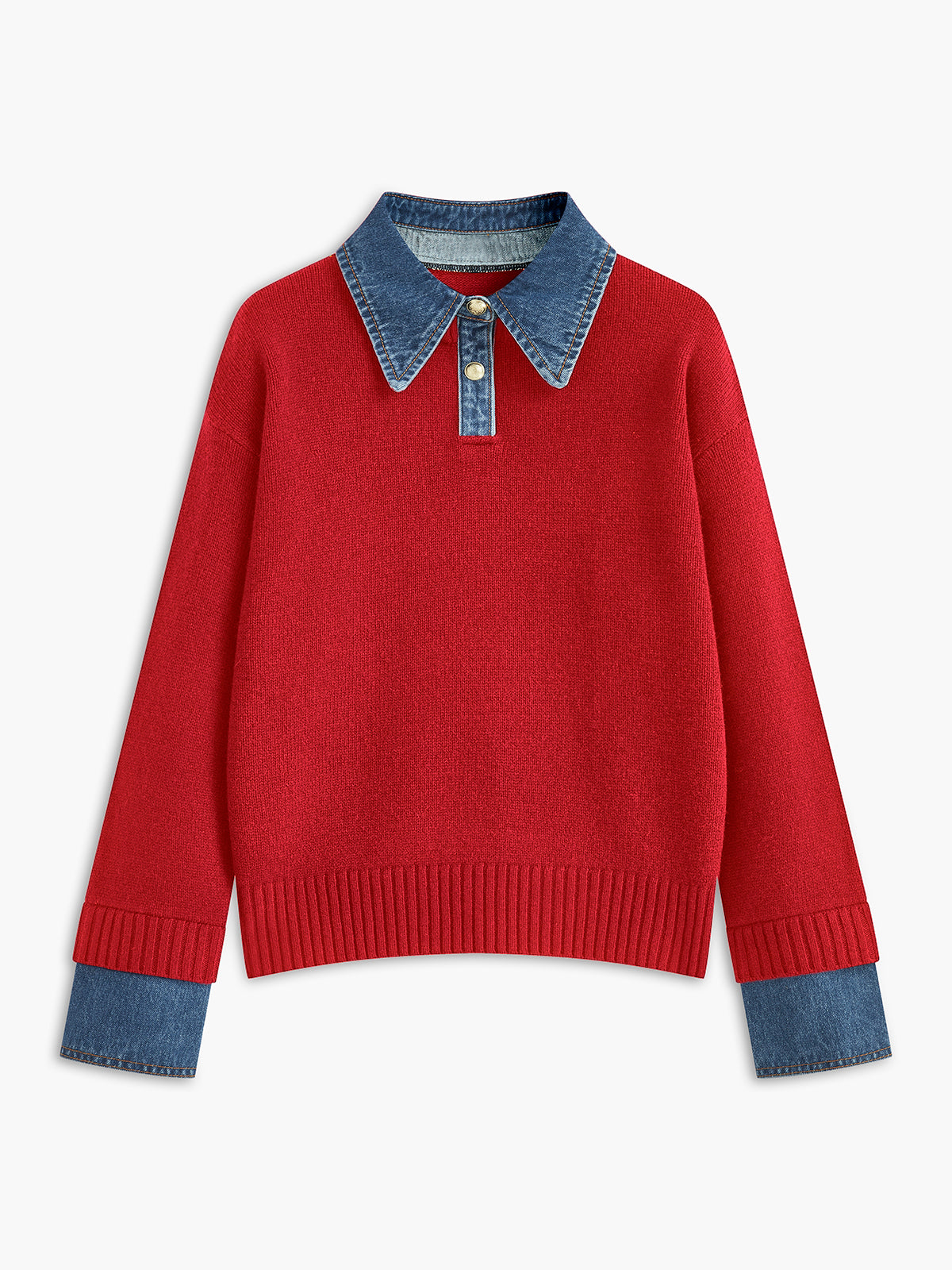 Damski Sweter z Kołnierzem i Guzikami | Stylowy Sweter Damski