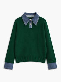Damski Sweter z Kołnierzem i Guzikami | Stylowy Sweter Damski
