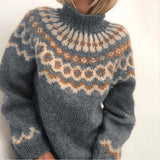Sweter Damski w Stylu Nordyckim z Eleganckim Wzorem | Ciepły i Stylowy Sweter na Jesień i Zimę