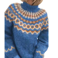 Sweter Damski w Stylu Nordyckim z Eleganckim Wzorem | Ciepły i Stylowy Sweter na Jesień i Zimę