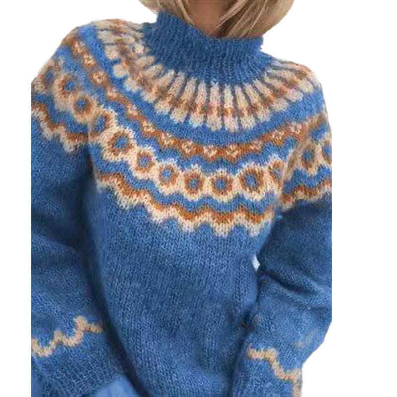 Sweter Damski w Stylu Nordyckim z Eleganckim Wzorem | Ciepły i Stylowy Sweter na Jesień i Zimę