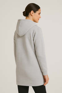 Długi Damski Bluza z Kapturem na Zamek | Wygodna Kurtka Przejściowa