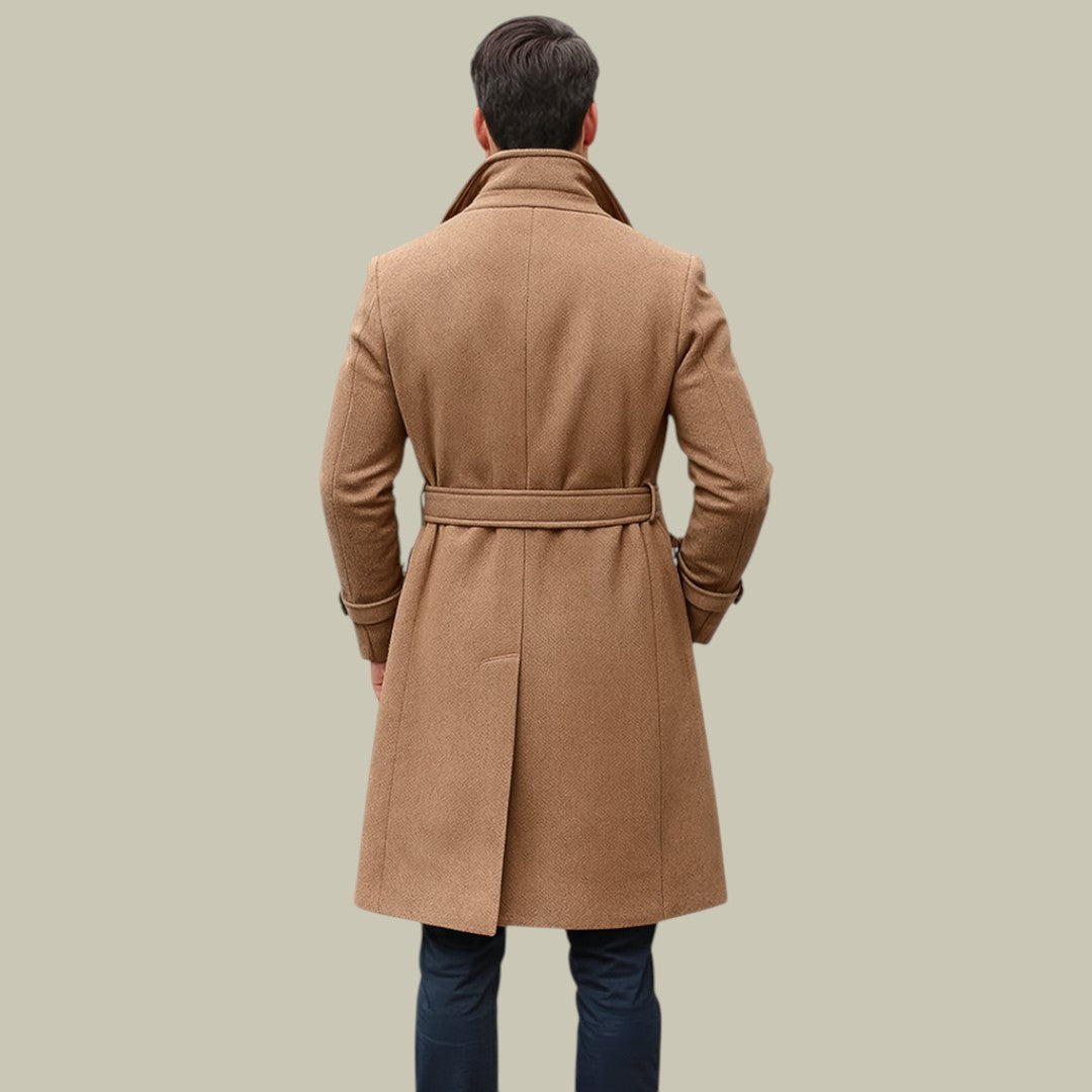 Długi Męski Płaszcz w Klasycznym Kroju | Elegancki Płaszcz na Chłodne Dni