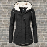 Damska Kurtka Zimowa z Plisowanymi Detalami i Kapturem | Stylowa Elegancka Kurtka