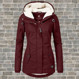 Damska Kurtka Zimowa z Plisowanymi Detalami i Kapturem | Stylowa Elegancka Kurtka