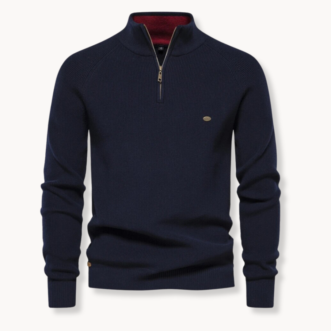 Sweter Męski z Półzamkiem | Lekka Dzianina | Ściągacze | Styl Smart Casual