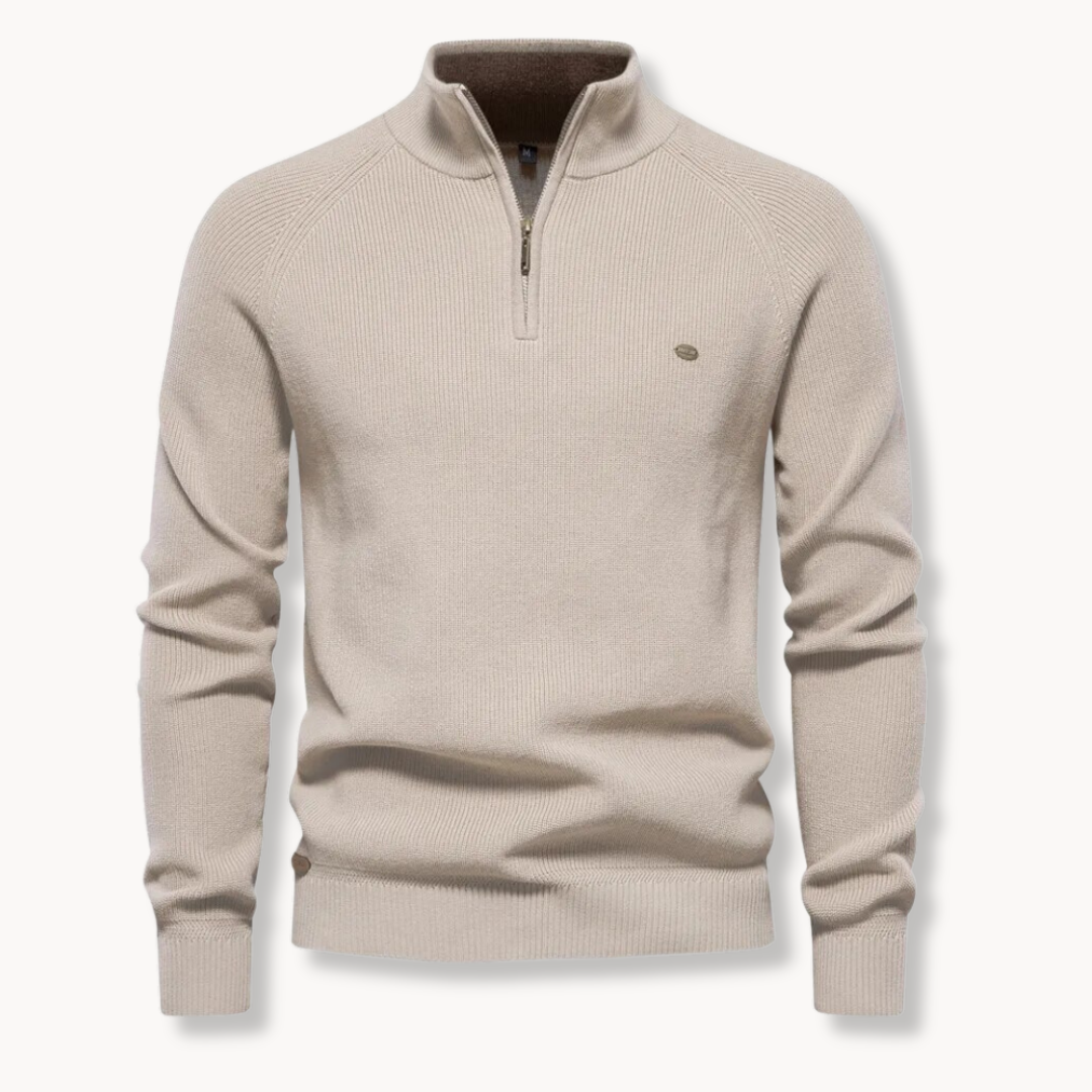 Sweter Męski z Półzamkiem | Lekka Dzianina | Ściągacze | Styl Smart Casual