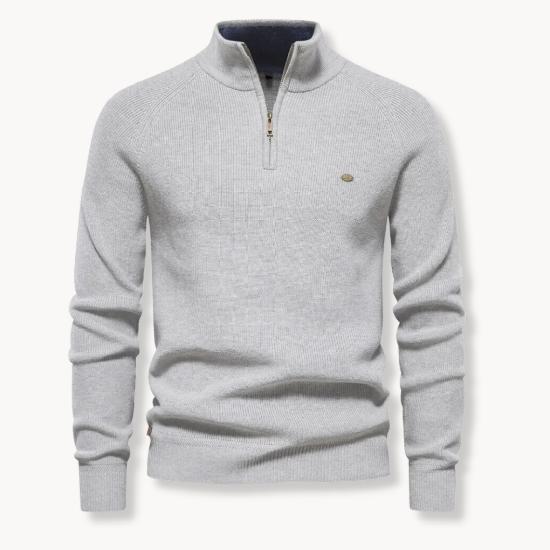 Sweter Męski z Półzamkiem | Lekka Dzianina | Ściągacze | Styl Smart Casual
