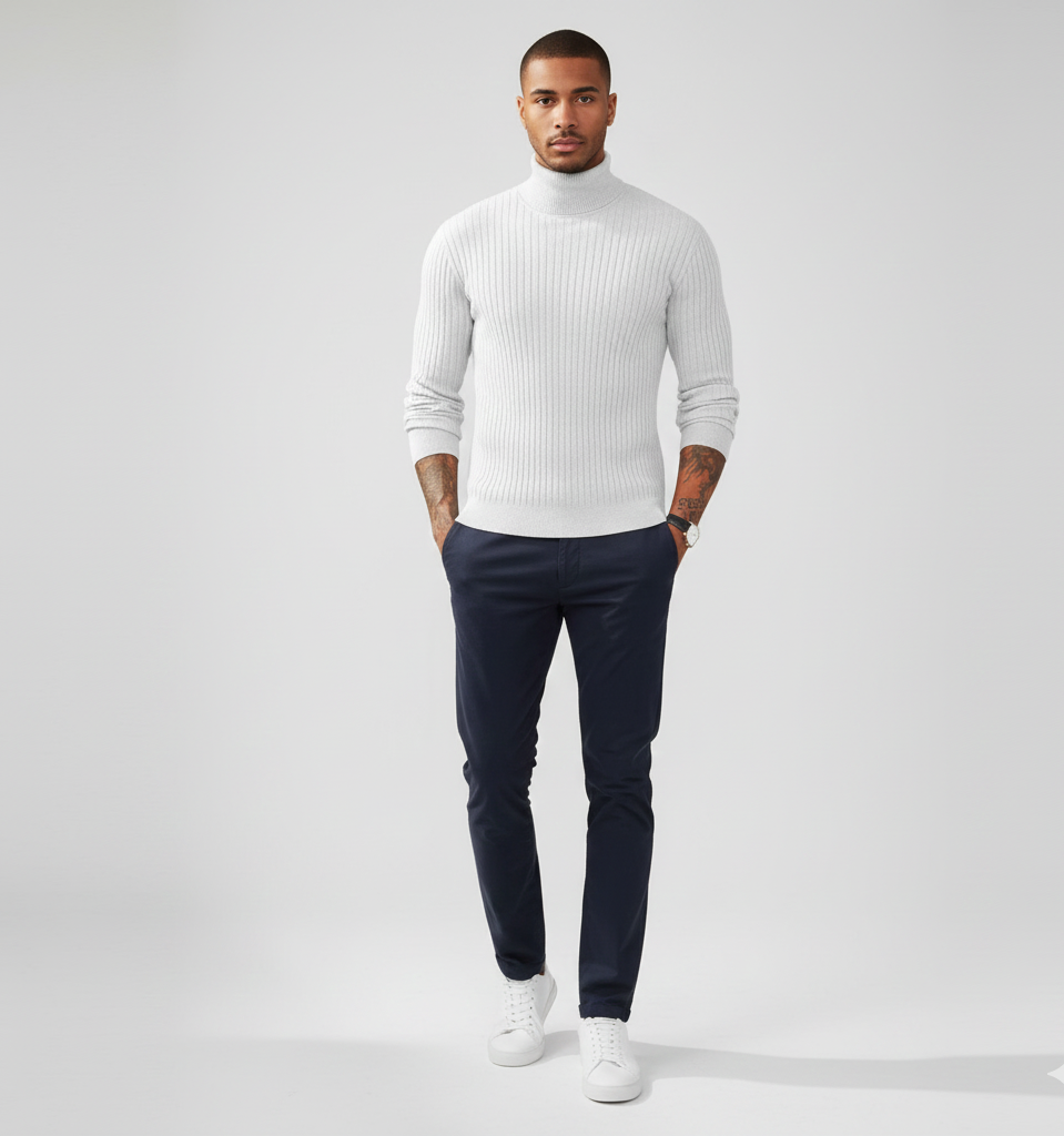 Męski Golf o Dopasowanym Kroju na Jesieni | Sweter Męski duży