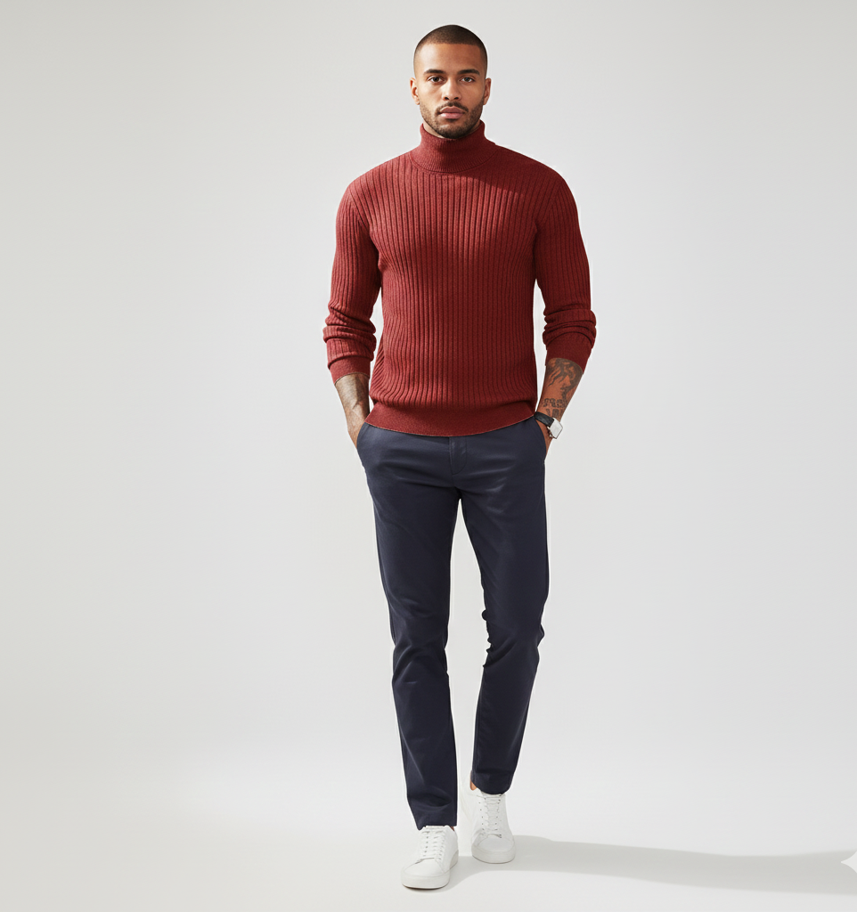 Męski Golf o Dopasowanym Kroju na Jesieni | Sweter Męski duży