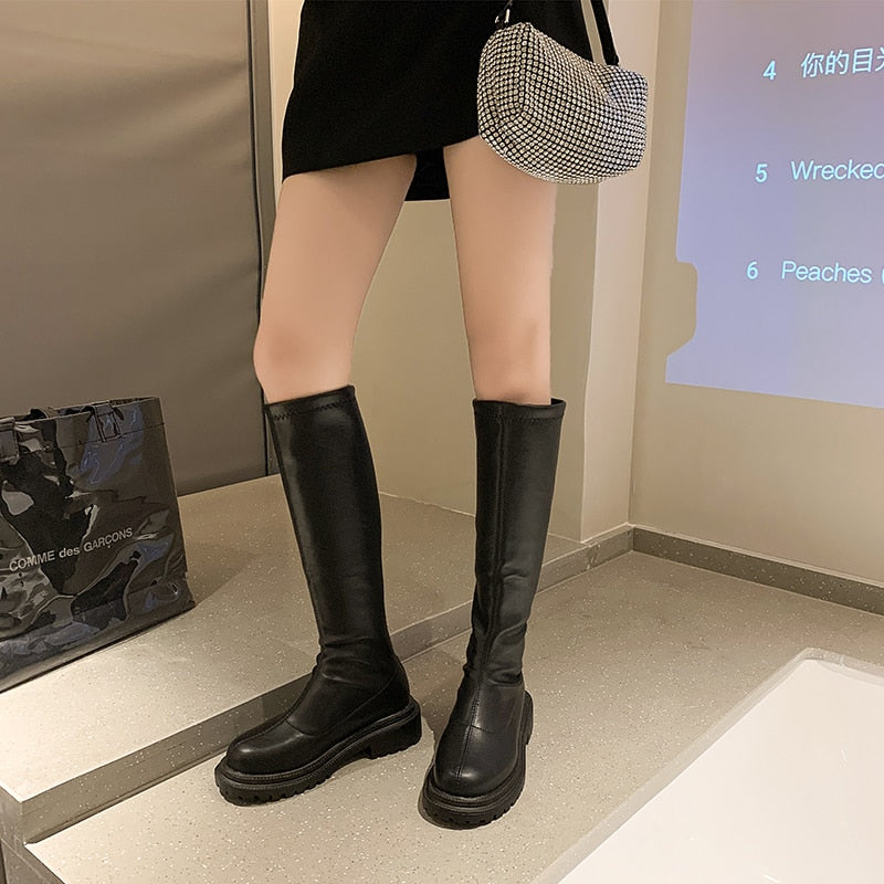 Damskie Kozaki Zimowe do Kolan z Grubą Podeszwą | Stylowe Buty Damskie na Zimę