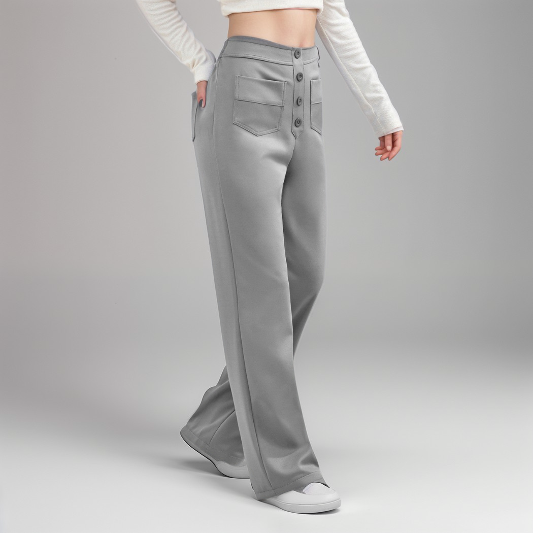 Spodnie z wysokim stanem | Szerokie nogawki | Styl retro | Modny casual