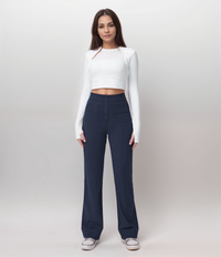 Spodnie z wysokim stanem | Szerokie nogawki | Styl retro | Modny casual