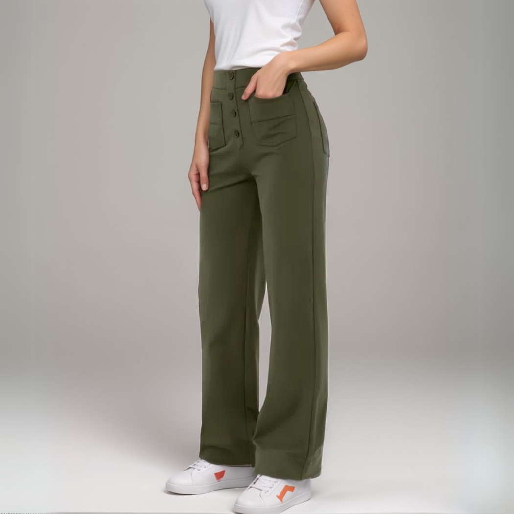 Spodnie z wysokim stanem | Szerokie nogawki | Styl retro | Modny casual