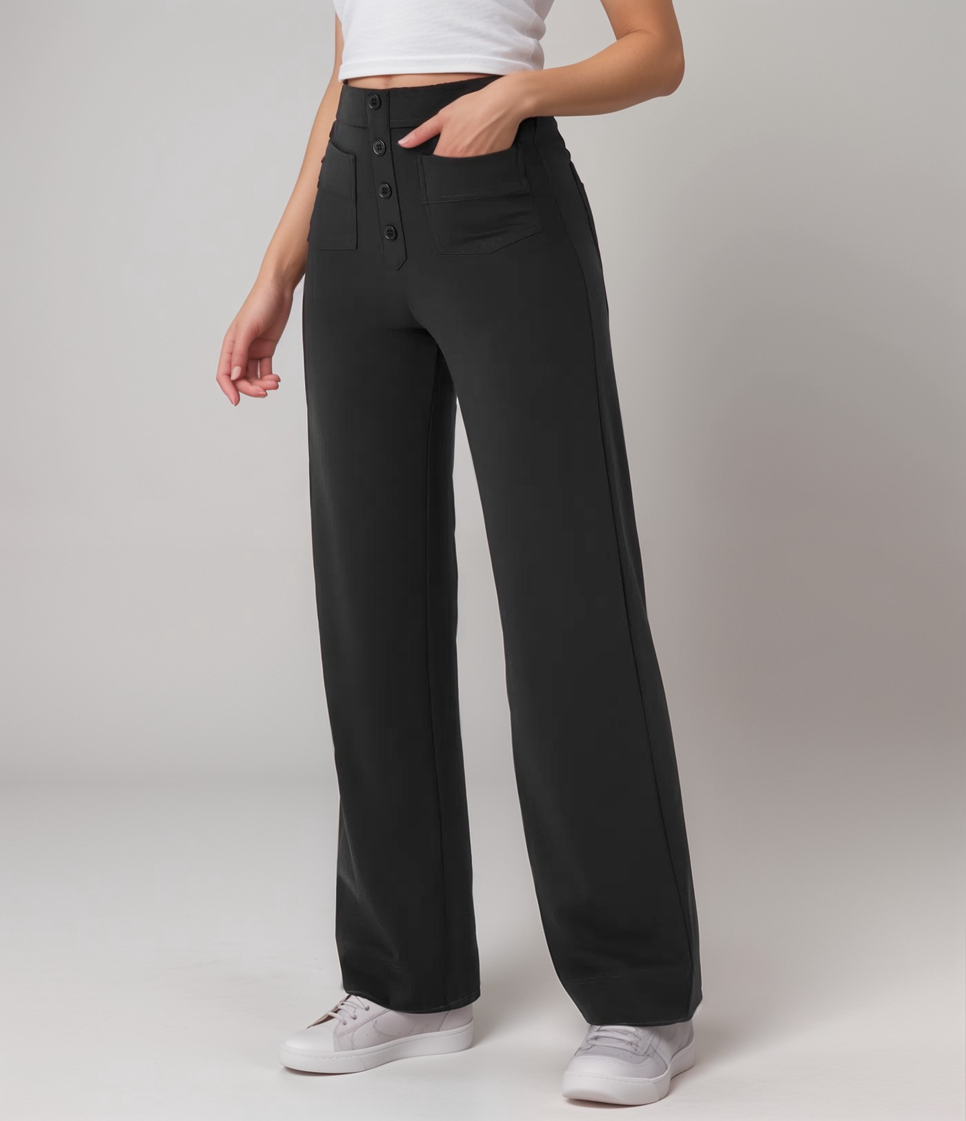 Spodnie z wysokim stanem | Szerokie nogawki | Styl retro | Modny casual