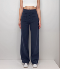 Spodnie z wysokim stanem | Szerokie nogawki | Styl retro | Modny casual