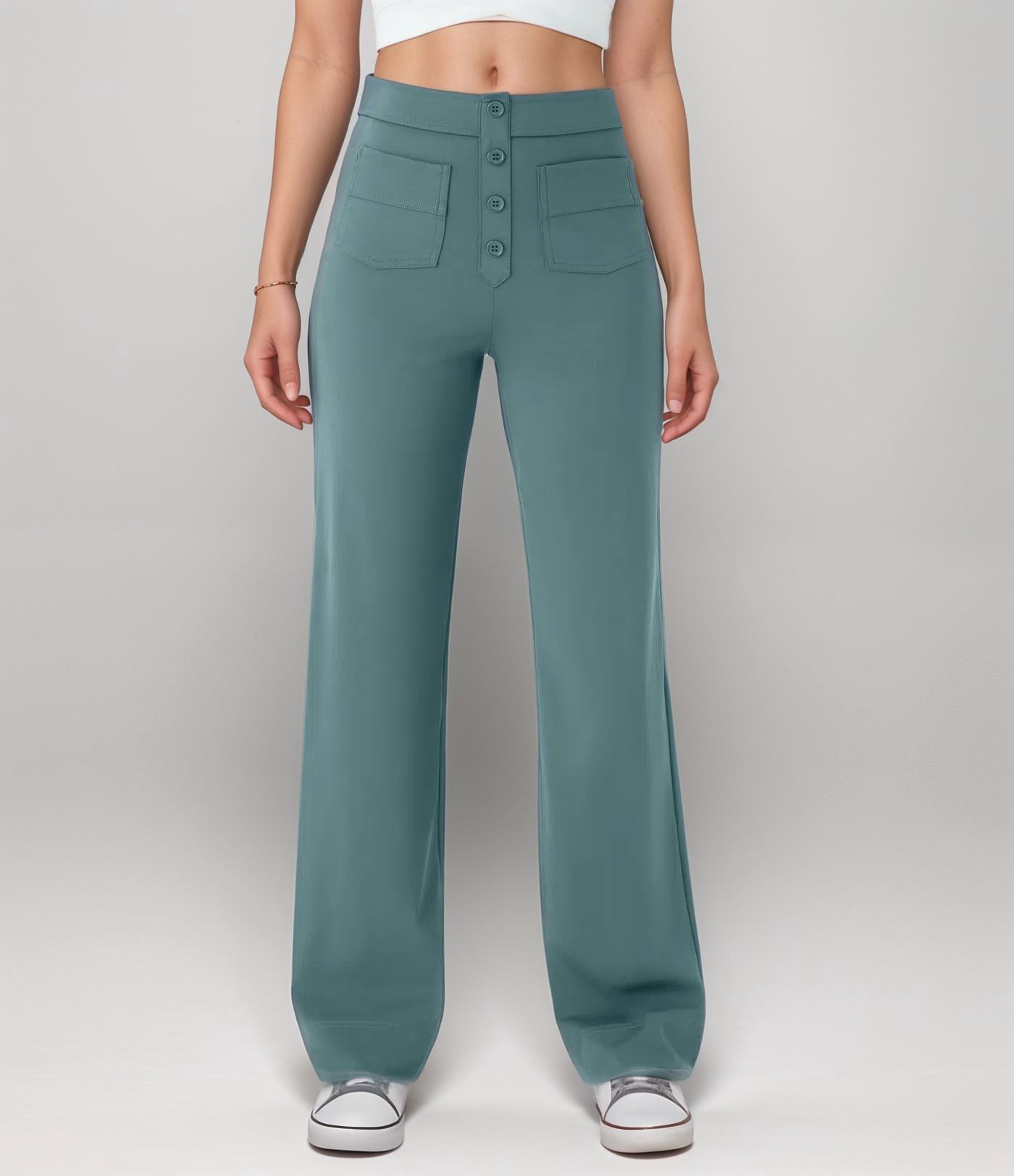 Spodnie z wysokim stanem | Szerokie nogawki | Styl retro | Modny casual