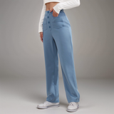 Spodnie z wysokim stanem | Szerokie nogawki | Styl retro | Modny casual