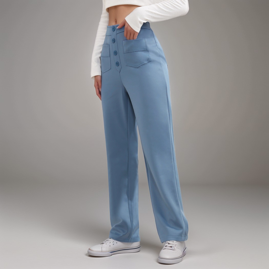 Spodnie z wysokim stanem | Szerokie nogawki | Styl retro | Modny casual
