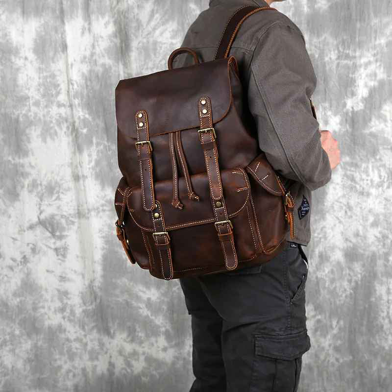 Męski Plecak Skórzany w Stylu Vintage | Elegancki Plecak na Pracę i Podróże