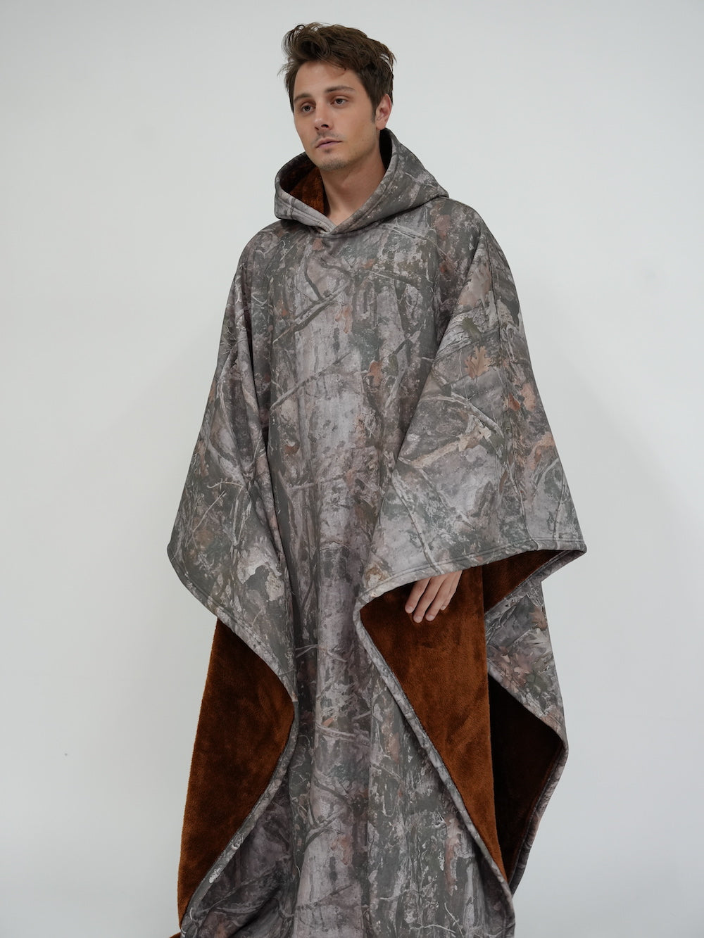 Unisex Ponczo z Kapturem w Stylu Oversize | Ciepła Bluza Przejściowa