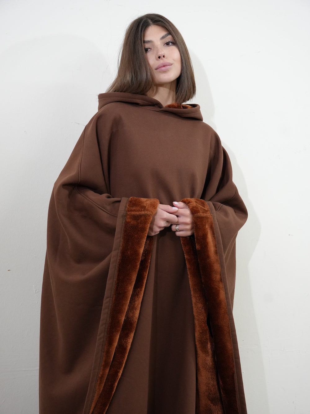 Unisex Ponczo z Kapturem w Stylu Oversize | Ciepła Bluza Przejściowa