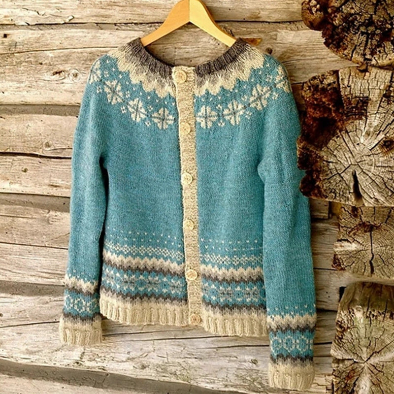 Kardigan Damski w Stylu Nordyckim na Zimę | Ciepły Elegancki Sweter