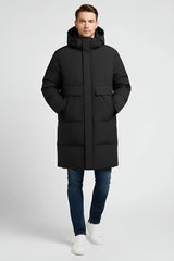 Długa Kurtka Puchowa Męska z Kapturem | Męska Kurtka Zimowa o Nowoczesnym Kroju