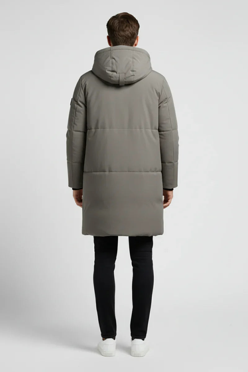 Długa Kurtka Puchowa Męska z Kapturem | Męska Kurtka Zimowa o Nowoczesnym Kroju