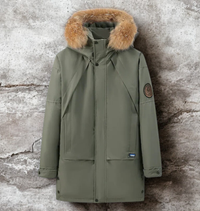 Parka Zimowa Męska z Kapturem | Ciepła Kurtka Średniej Długości z Futerkiem