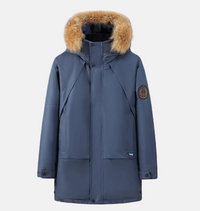 Parka Zimowa Męska z Kapturem | Ciepła Kurtka Średniej Długości z Futerkiem