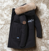 Parka Zimowa Męska z Kapturem | Ciepła Kurtka Średniej Długości z Futerkiem