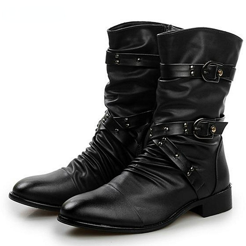 Buty Męskie Rockowe ze Sprzączkami | Stylowe Botki Męskie