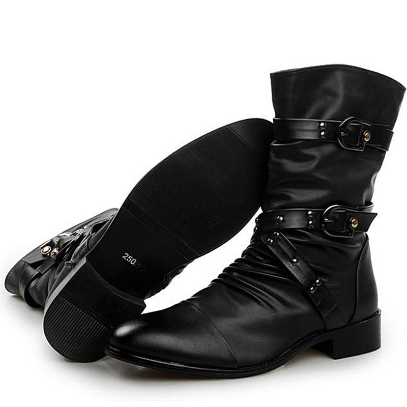 Buty Męskie Rockowe ze Sprzączkami | Stylowe Botki Męskie