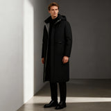 Długa Kurtka Puchowa Męska z Kapturem | Męska Kurtka Zimowa o Nowoczesnym Kroju