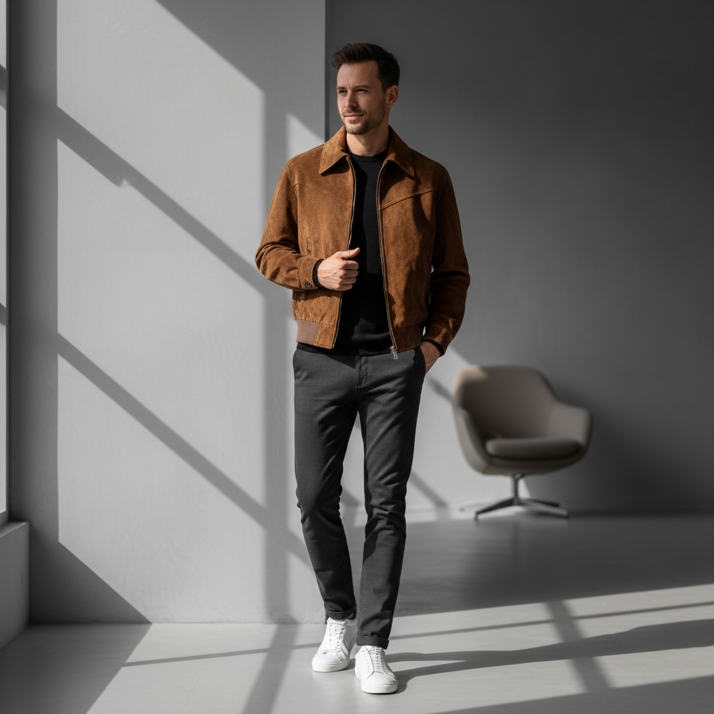 Męska Kurtka Vintage z Zamkiem | Klasyczna Kurtka Przejściowa na Co Dzień