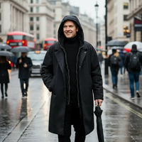 Męska Kurtka Zimowa Długa Wodoodporna | Pikowany Trencz Męski na Zimę