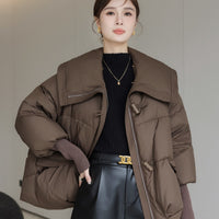 Kurtka Zimowa Damska z Odpinanym Kołnierzem | Krótka Modna Kurtka na Zimę