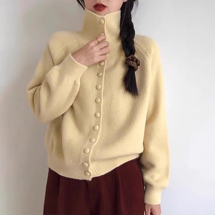 Kardigan Damski w Klasycznym Stylu Dzianinowym | Sweter Damski Rozpinany Casual
