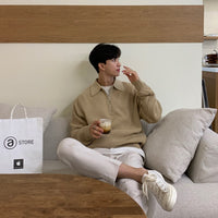 Męska Koszulka Polo z Długim Rękawem i Półzamkiem | Sweter Smart Casual