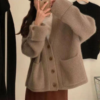 Kardigan Damski Dzianinowy w Klasycznym Stylu | Sweter Damski Casual Rozpinany