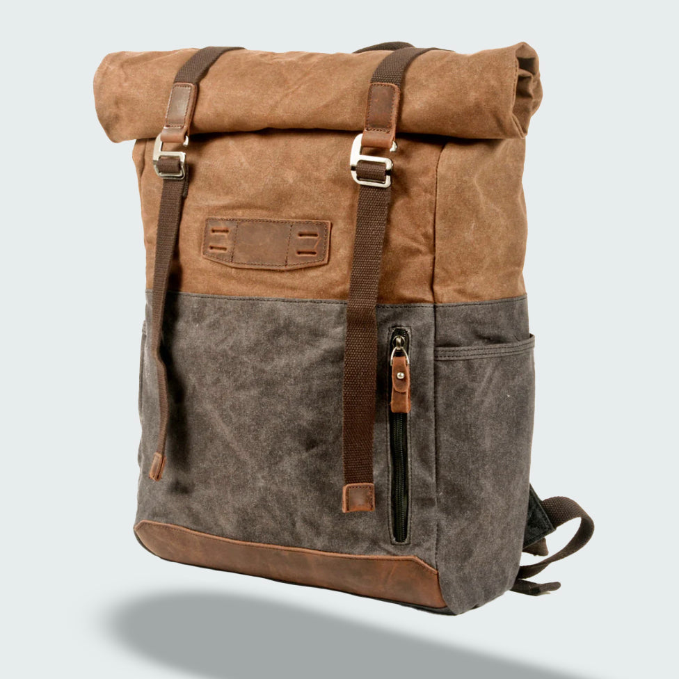 Plecak Rolltop w Stylu Vintage z Woskowanego Płótna | Wodoodporny Plecak na Co Dzień i Podróże