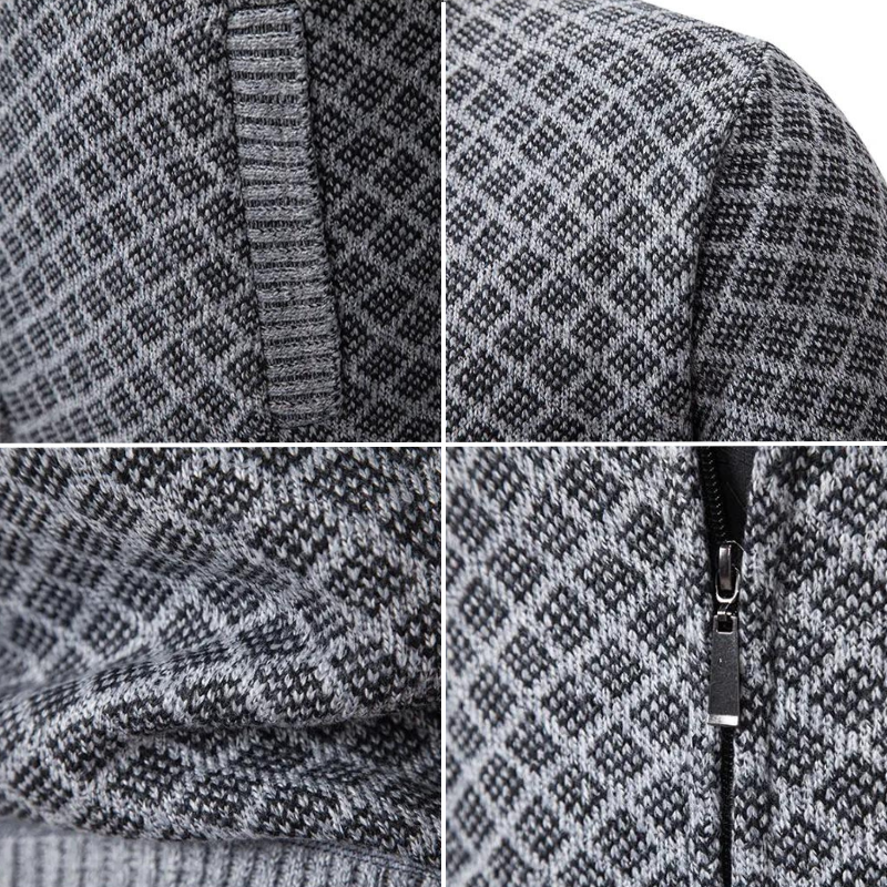 Sweter Męski z Zamkiem | Styl Smart Casual | Elegancki Wzór | Jesienna i Zimowa Warstwa