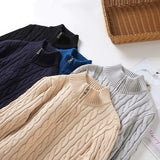 Sweter Męski z Półzamkiem | Styl Smart Casual | Wysoki Kołnierz | Jesienna Warstwa